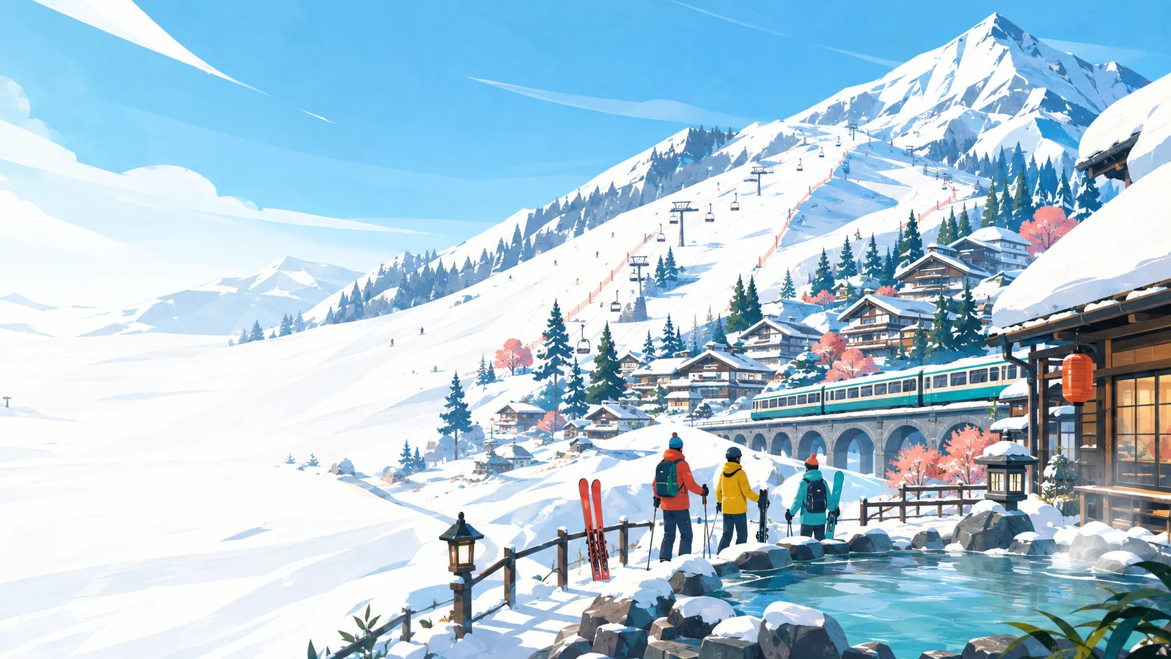 原創雪國概念插畫，非此雪場實景